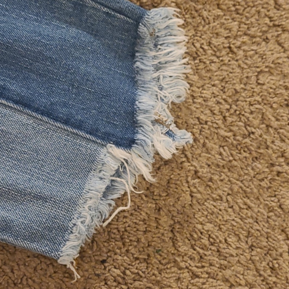 American Eagle Outfitters Straight Colorblock Cropped Distressed Jeans - Picture 2 of 4